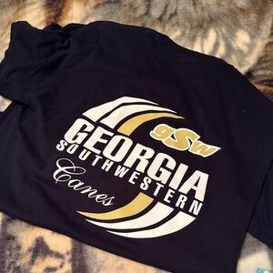 Gildan Black T-Shirt with White and Gold Logo